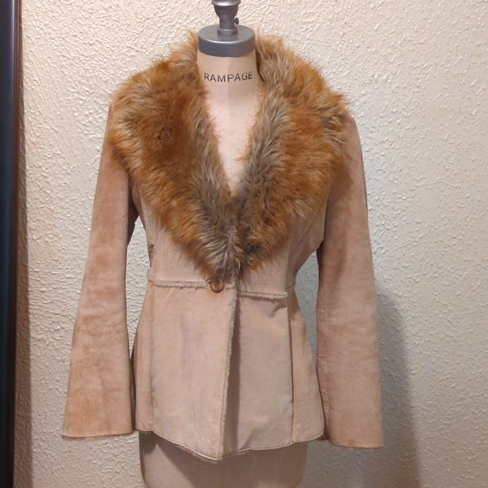 Guess faux fur leather jacket. Medium